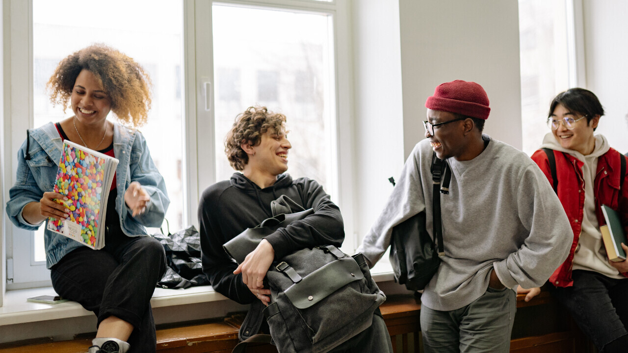 people all laughing together 